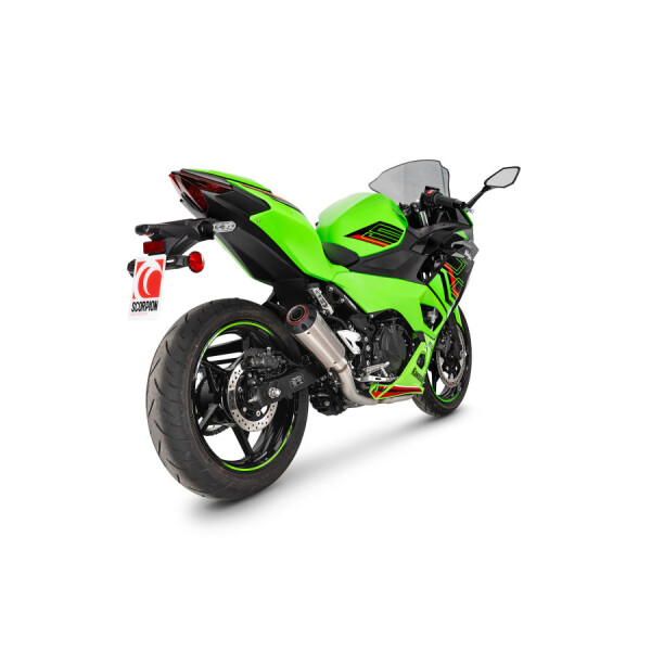 Scorpion Exhaust Kawasaki Ninja 500 (Euro 5+) 2024 - 2025 Red Power Race System Brushed Stainless Steel Sleeve